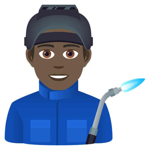 Man Factory Worker: Dark Skin Tone on JoyPixels