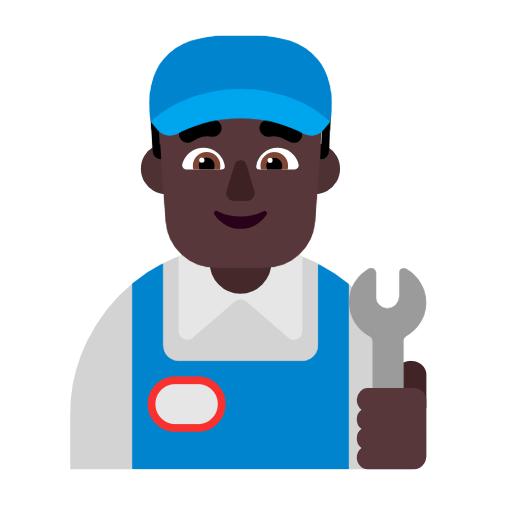 Man Mechanic: Dark Skin Tone on Microsoft Fluent