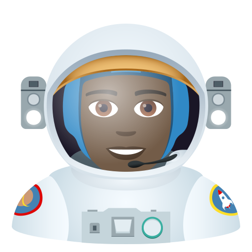 Man Astronaut: Dark Skin Tone on JoyPixels