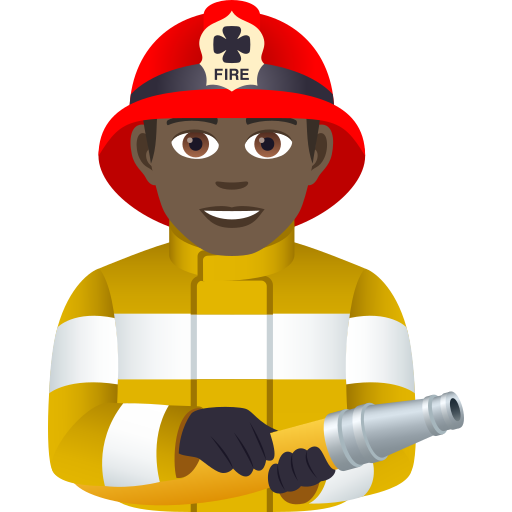 Man Firefighter: Dark Skin Tone on JoyPixels