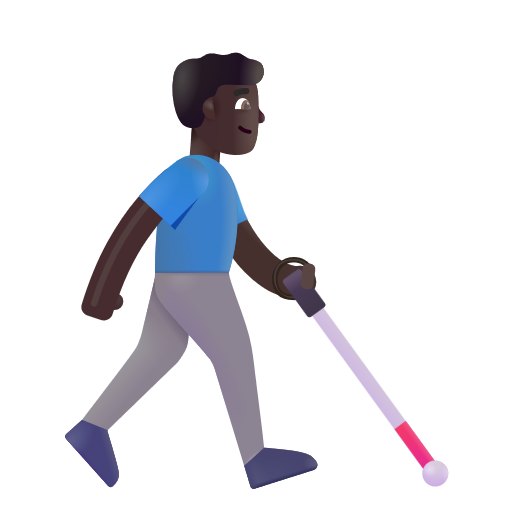 Man With White Cane Facing Right: Dark Skin Tone on Microsoft 3D