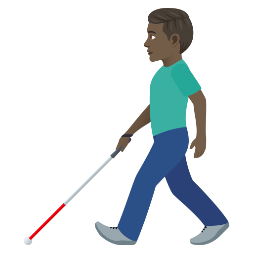Man With White Cane: Dark Skin Tone on JoyPixels