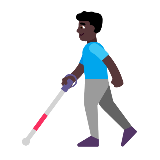 Man With White Cane: Dark Skin Tone on Microsoft Fluent