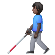 Man With White Cane: Dark Skin Tone on Samsung