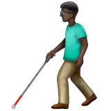 Man With White Cane: Dark Skin Tone on WhatsApp
