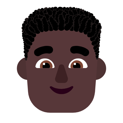 Man: Curly Hair: Dark Skin Tone on Microsoft Fluent