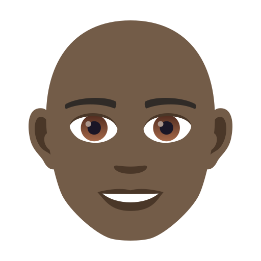 Man: Bald: Dark Skin Tone on JoyPixels