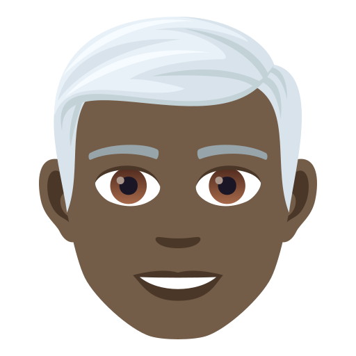 Man: White Hair: Dark Skin Tone on JoyPixels