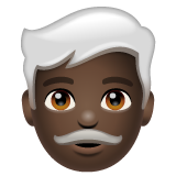 Man: White Hair: Dark Skin Tone on WhatsApp