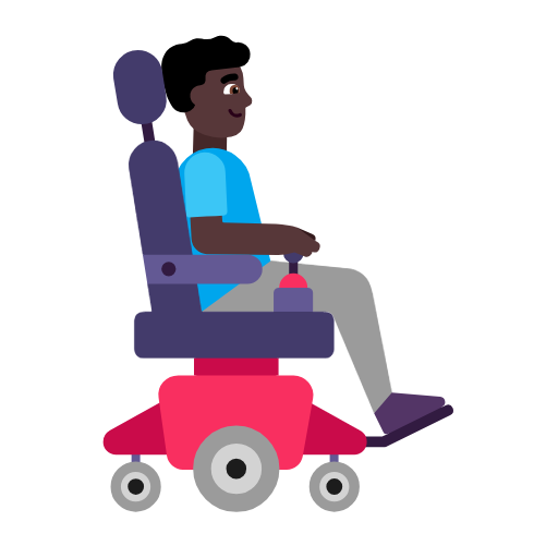 Man In Motorized Wheelchair Facing Right: Dark Skin Tone on Microsoft Fluent