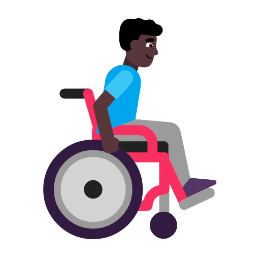 Man In Manual Wheelchair Facing Right: Dark Skin Tone on Microsoft Fluent