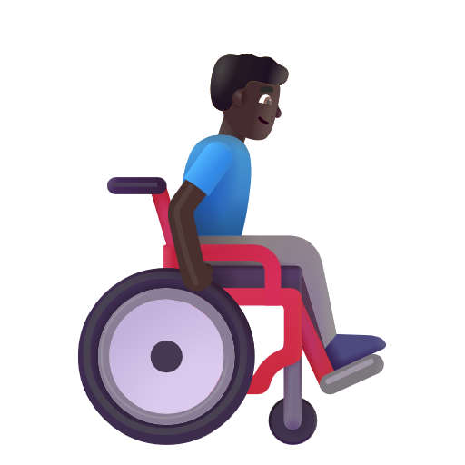 Man In Manual Wheelchair Facing Right: Dark Skin Tone on Microsoft 3D