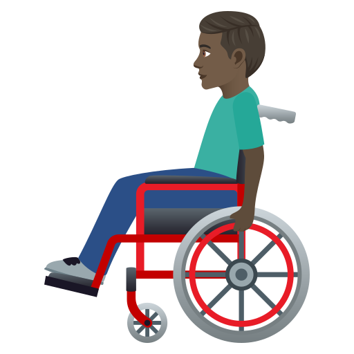 Man In Manual Wheelchair: Dark Skin Tone on JoyPixels