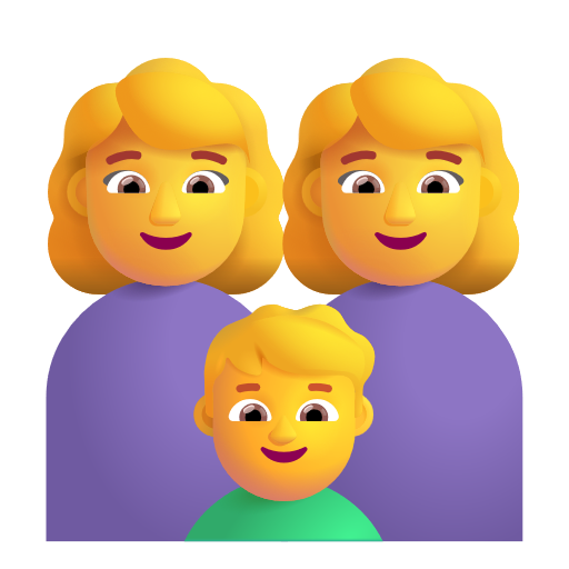 Family: Woman, Woman, Boy on Microsoft 3D