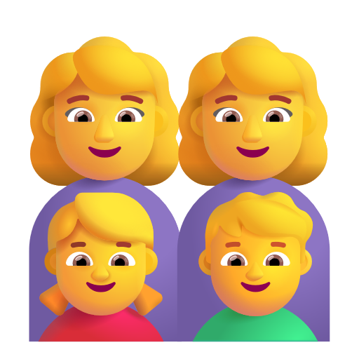 Family: Woman, Woman, Girl, Boy on Microsoft 3D