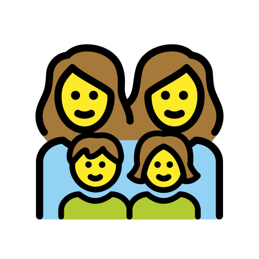 Family: Woman, Woman, Girl, Boy on OpenMoji