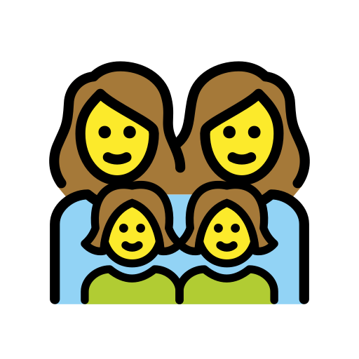 Family: Woman, Woman, Girl, Girl on OpenMoji