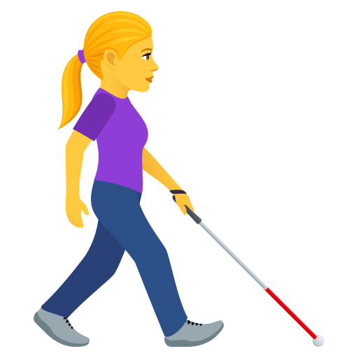 Woman With White Cane Facing Right on JoyPixels