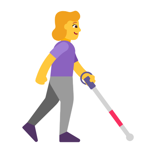 Woman With White Cane Facing Right on Microsoft Fluent