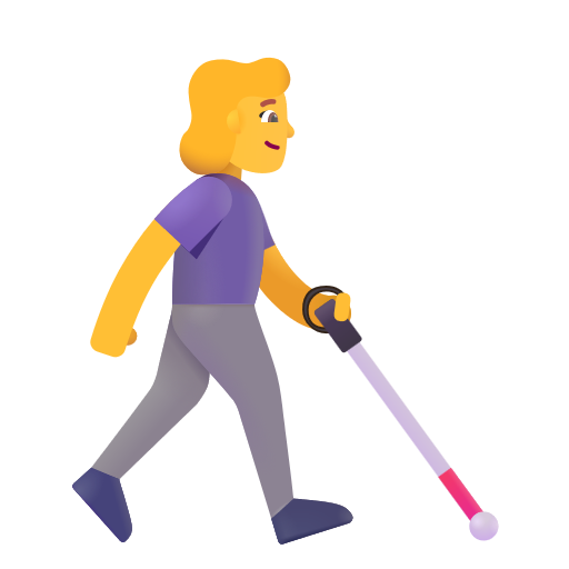 Woman With White Cane Facing Right on Microsoft 3D