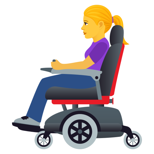 Woman In Motorized Wheelchair on JoyPixels