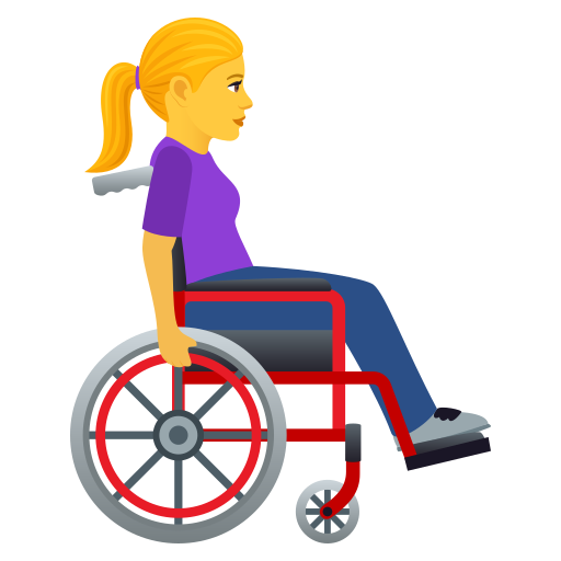 Woman In Manual Wheelchair Facing Right on JoyPixels