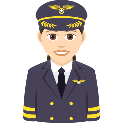 Woman Pilot: Light Skin Tone on JoyPixels