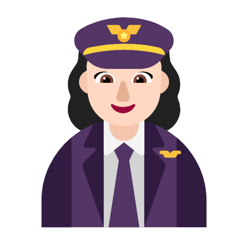 Woman Pilot: Light Skin Tone on Microsoft Fluent