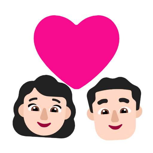 Couple With Heart: Woman, Man: Light Skin Tone on Microsoft Fluent