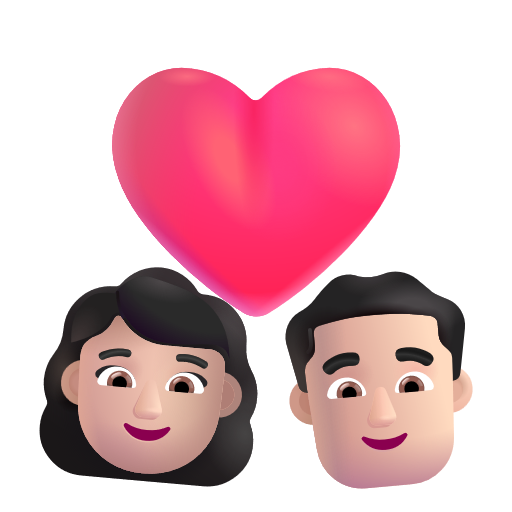 Couple With Heart: Woman, Man: Light Skin Tone on Microsoft 3D