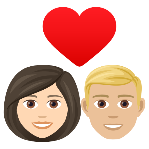 Couple With Heart: Woman, Man: Medium-Light Skin Tone on JoyPixels