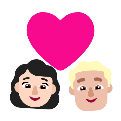 Couple With Heart: Woman, Man: Medium-Light Skin Tone on Microsoft Fluent