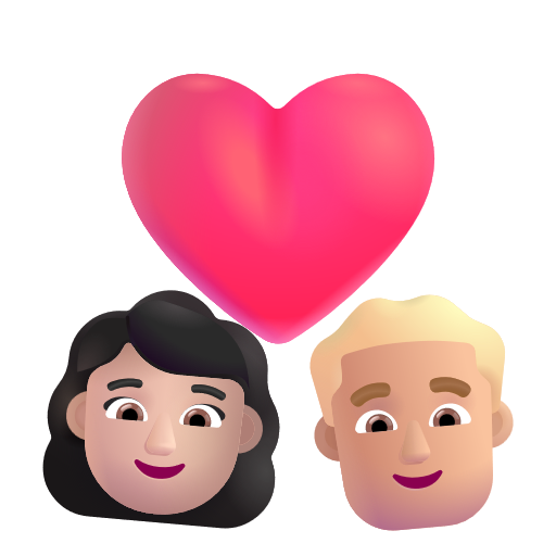 Couple With Heart: Woman, Man: Medium-Light Skin Tone on Microsoft 3D