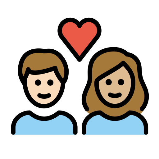 Couple With Heart: Woman, Man: Medium-Light Skin Tone on OpenMoji