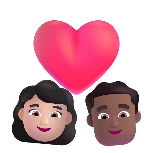 Couple With Heart: Woman, Man: Medium-Dark Skin Tone on Microsoft 3D