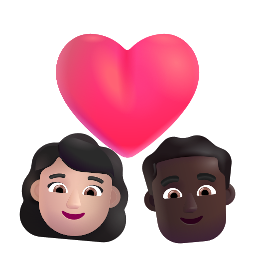 Couple With Heart: Woman, Man: Dark Skin Tone on Microsoft 3D