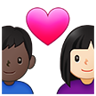 Couple With Heart: Woman, Man: Dark Skin Tone on Samsung
