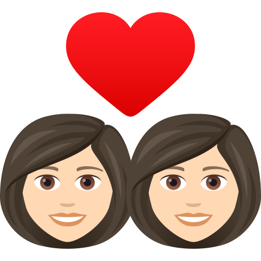 Couple With Heart: Woman, Woman: Light Skin Tone on JoyPixels