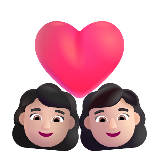 Couple With Heart: Woman, Woman: Light Skin Tone on Microsoft 3D