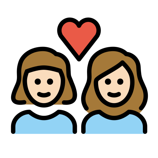 Couple With Heart: Woman, Woman: Light Skin Tone on OpenMoji