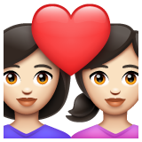 Couple With Heart: Woman, Woman: Light Skin Tone on WhatsApp