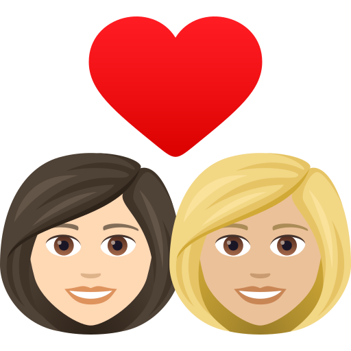 Couple With Heart: Woman, Woman: Medium-Light Skin Tone on JoyPixels