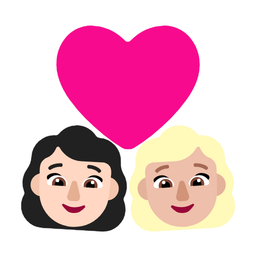 Couple With Heart: Woman, Woman: Medium-Light Skin Tone on Microsoft Fluent