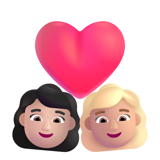 Couple With Heart: Woman, Woman: Medium-Light Skin Tone on Microsoft 3D