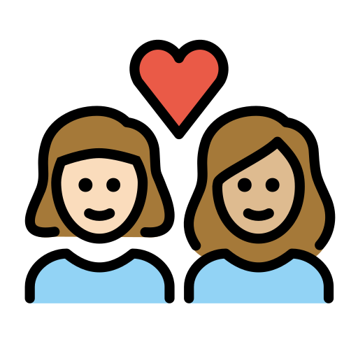 Couple With Heart: Woman, Woman: Medium-Light Skin Tone on OpenMoji