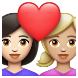 Couple With Heart: Woman, Woman: Medium-Light Skin Tone on WhatsApp