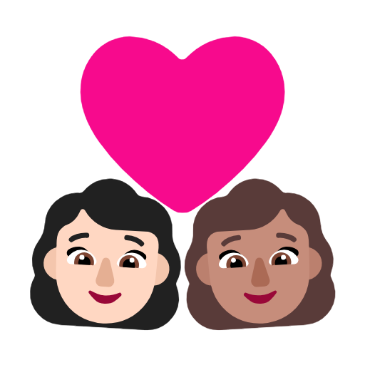 Couple With Heart: Woman, Woman: Medium Skin Tone on Microsoft Fluent