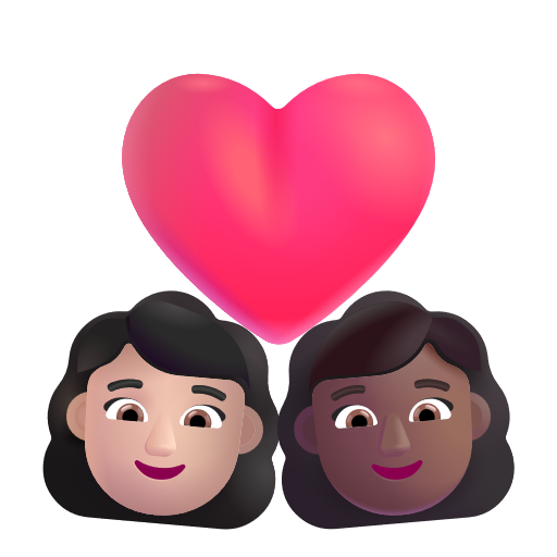 Couple With Heart: Woman, Woman: Medium-Dark Skin Tone on Microsoft 3D