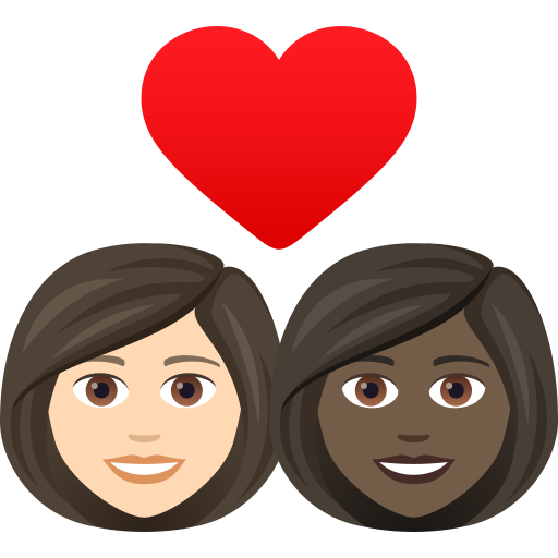 Couple With Heart: Woman, Woman: Dark Skin Tone on JoyPixels
