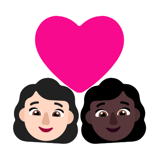 Couple With Heart: Woman, Woman: Dark Skin Tone on Microsoft Fluent